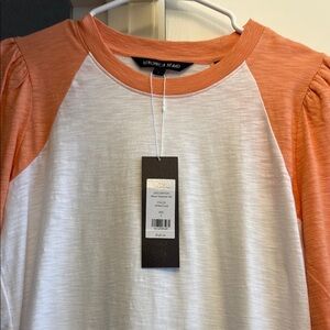Veronica Beard Coral and White Mason Baseball T-Sirt Top Size Small NWT